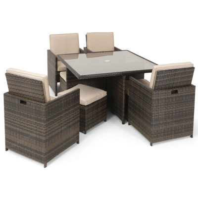 9 Piece Cube Polyrattan Furniture Set